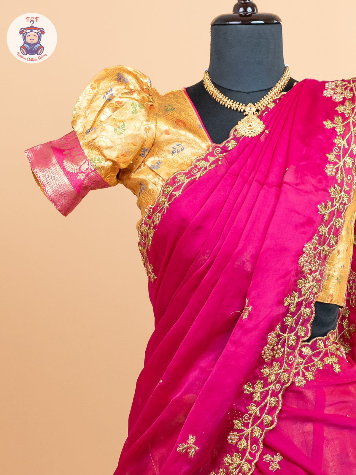 Pink & Lemon Yellow -  Adult Readymade Half Saree