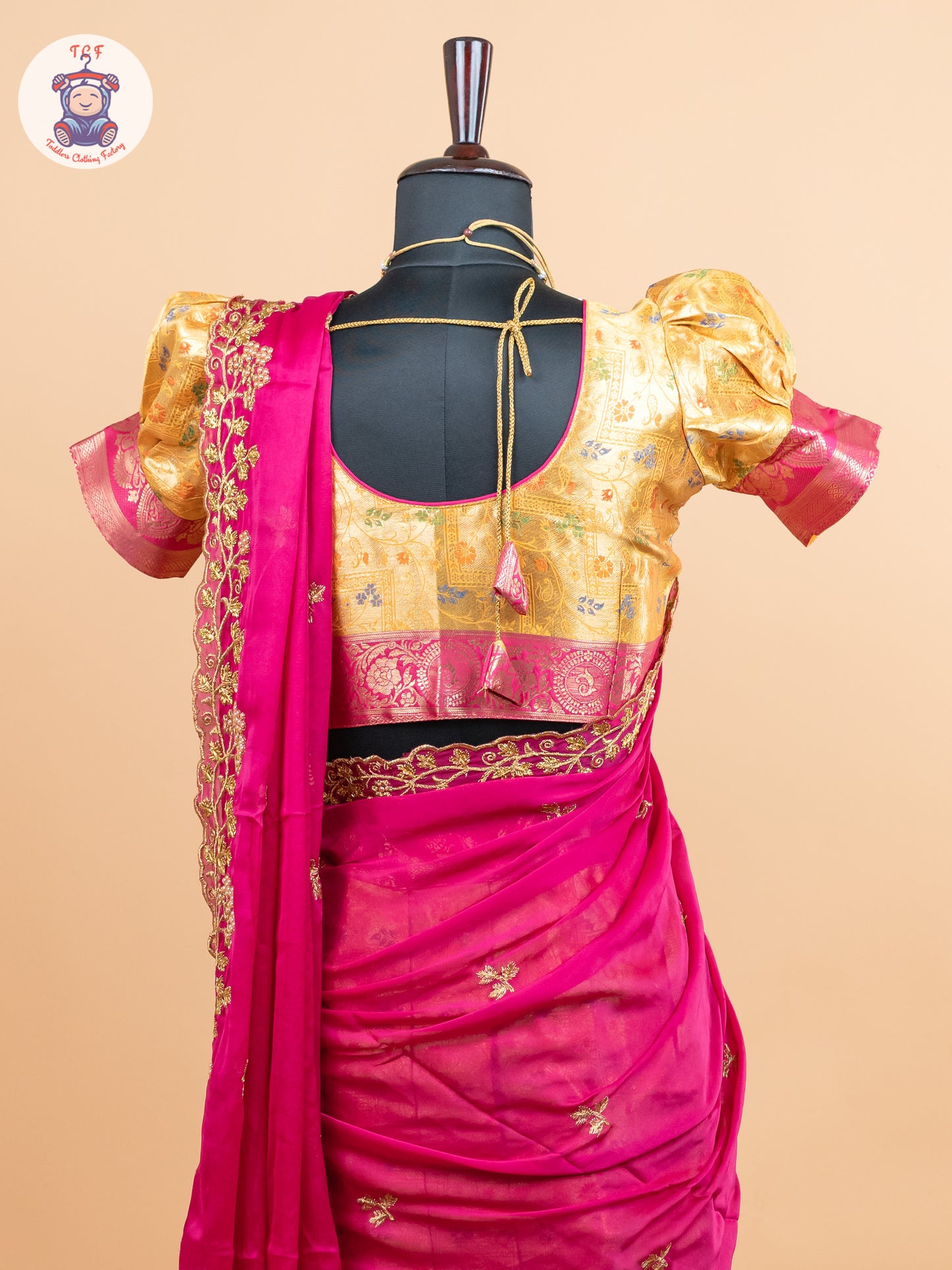 Pink & Lemon Yellow -  Adult Readymade Half Saree