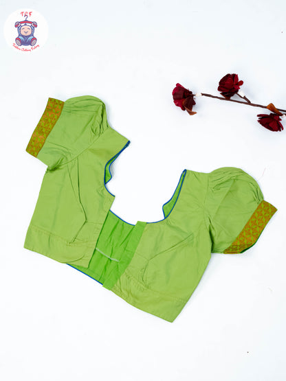 Parrot Green & Royal Blue - Readymade Half Saree