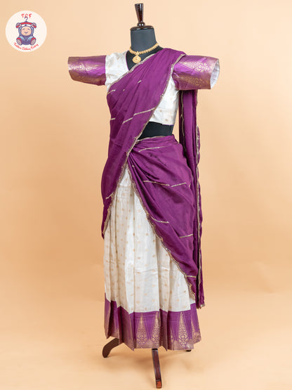 Violet & Cream -  Adult Readymade Half Saree