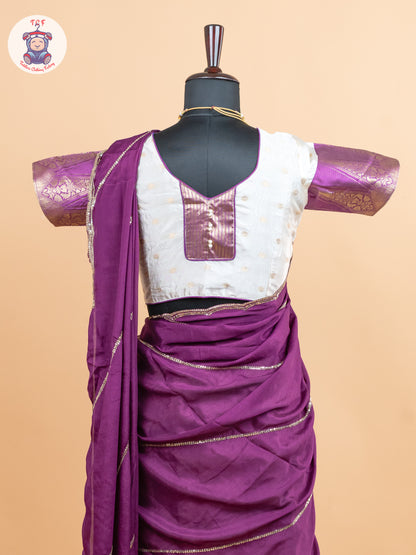 Violet & Cream -  Adult Readymade Half Saree