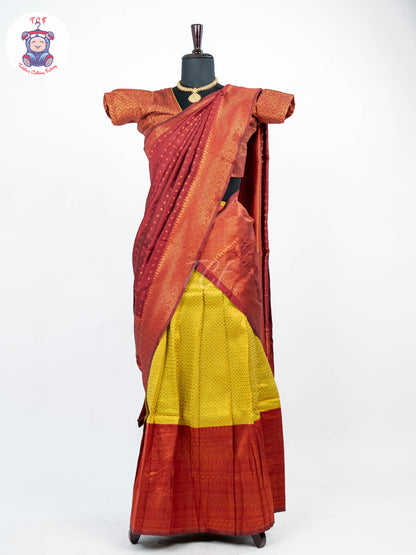 Maroon & Mustard - Adult Readymade Half Saree