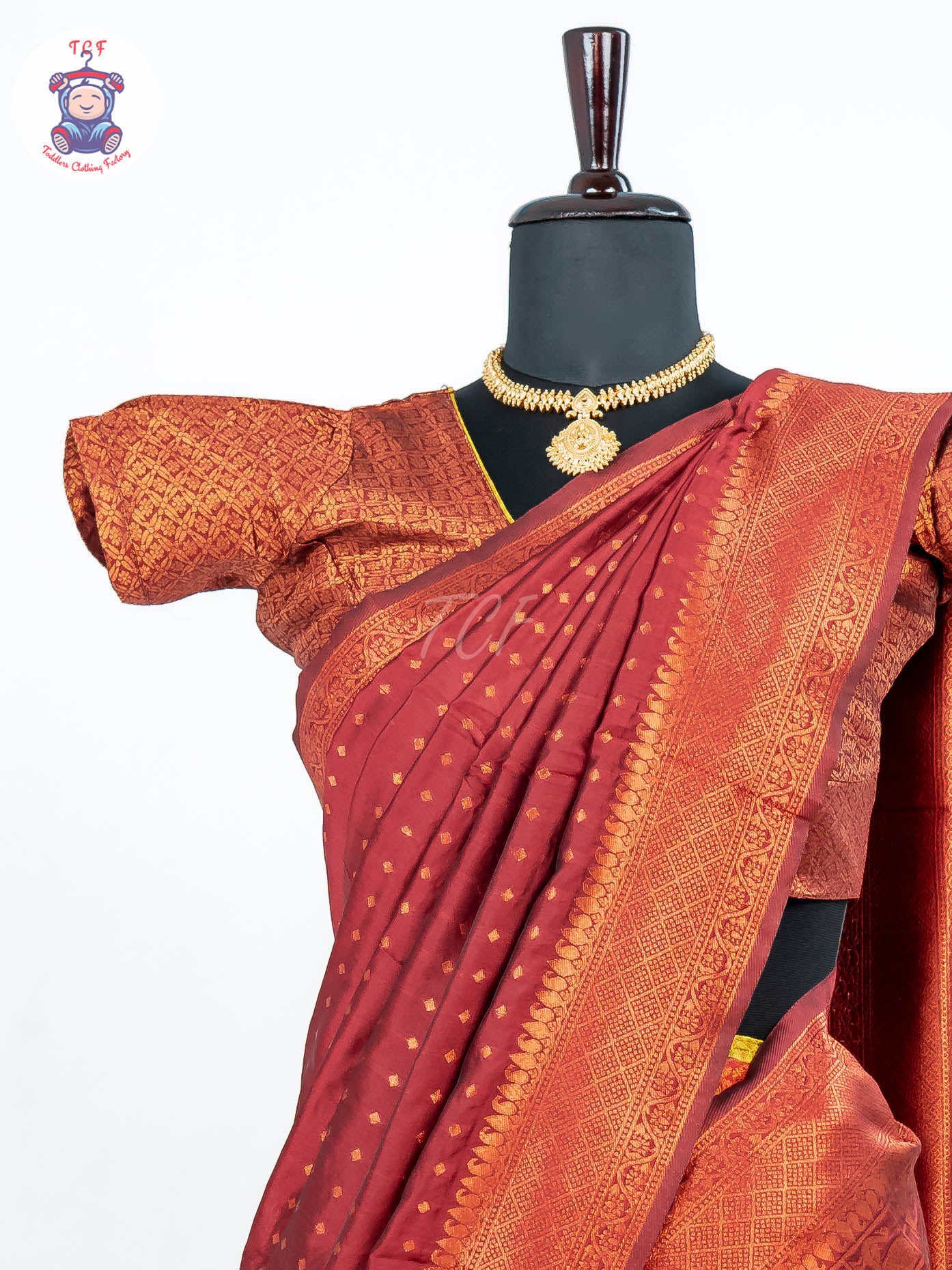 Maroon & Mustard - Adult Readymade Half Saree