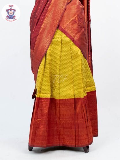 Maroon & Mustard - Adult Readymade Half Saree