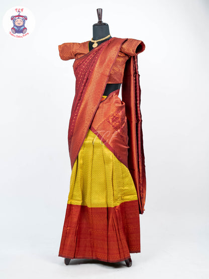 Maroon & Mustard - Adult Readymade Half Saree