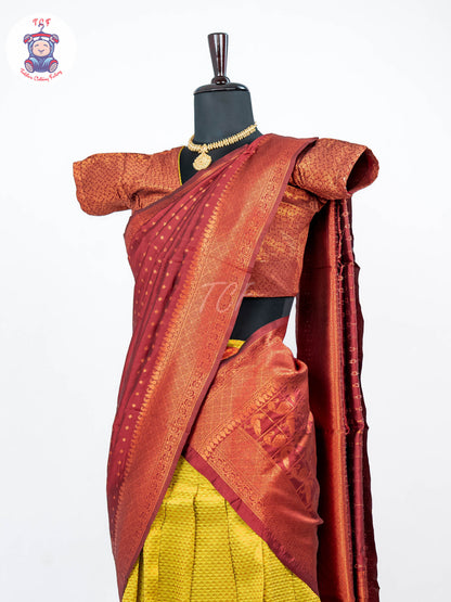 Maroon & Mustard - Adult Readymade Half Saree