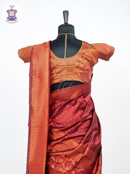 Maroon & Mustard - Adult Readymade Half Saree