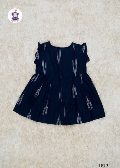 Navy Blue - Girls Readymade Ikat Frocks