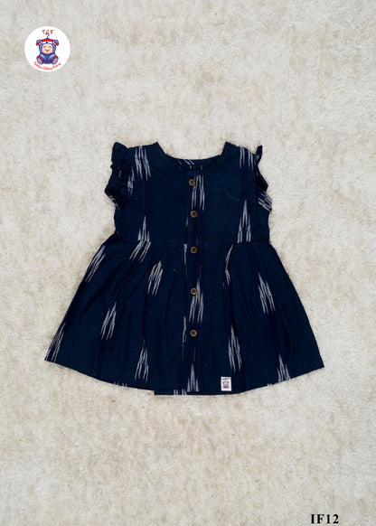 Navy Blue - Girls Readymade Ikat Frocks