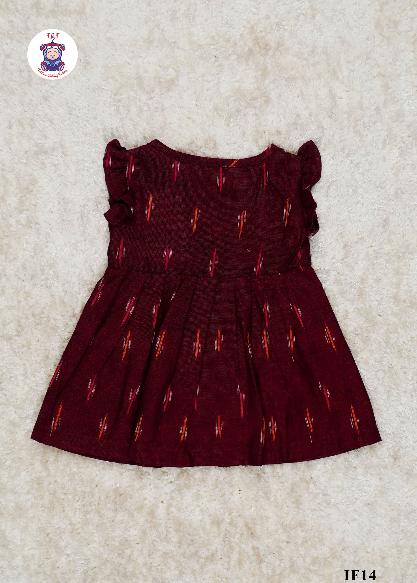 Maroon - Girls Readymade Ikat Frocks