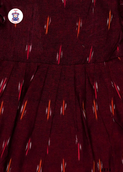 Maroon - Girls Readymade Ikat Frocks