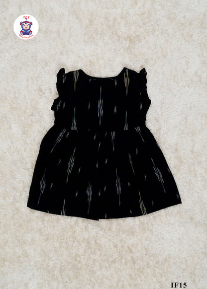 Black Medium - Girls Readymade Ikat Frocks
