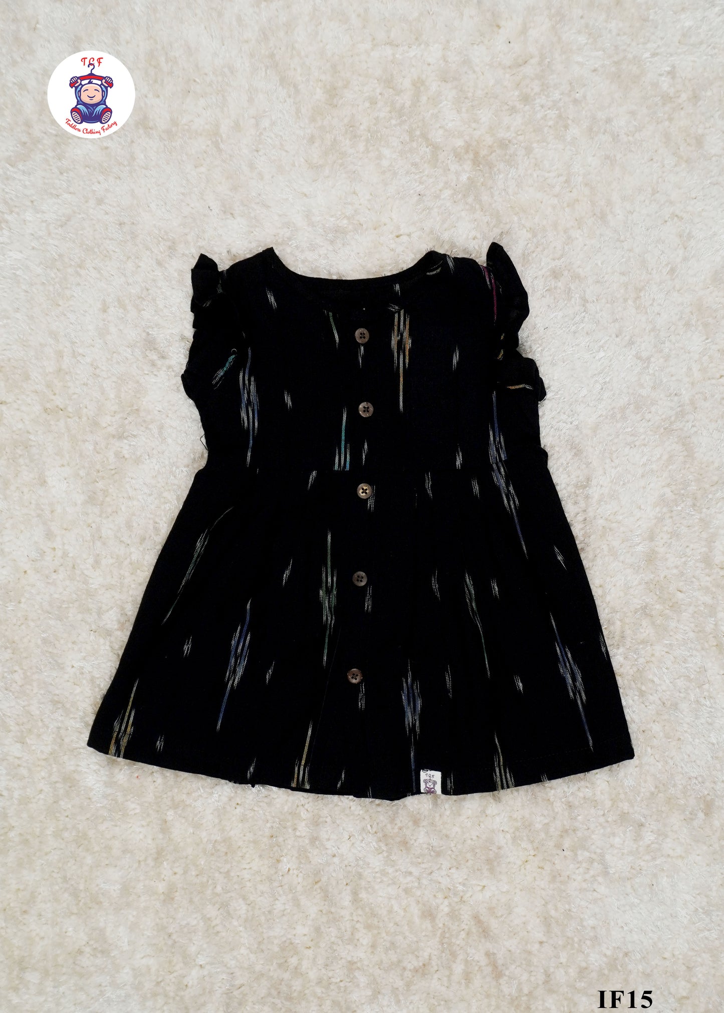 Black Medium - Girls Readymade Ikat Frocks