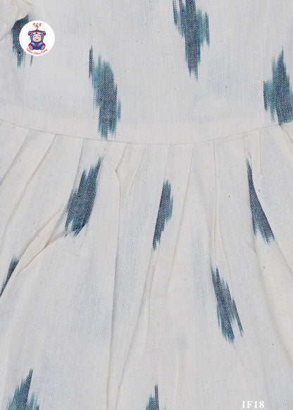 White - Girls Readymade Ikat Frocks