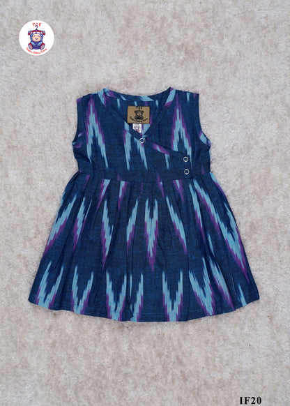 Teal - Girls Readymade Crossover Ikat Frocks