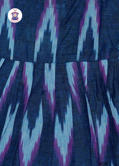 Teal - Girls Readymade Crossover Ikat Frocks