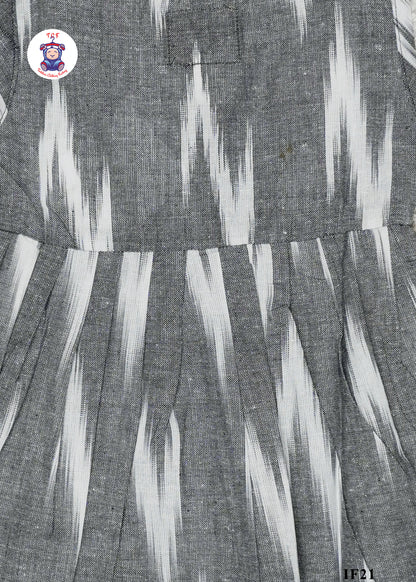 Grey - Girls Readymade Crossover Ikat Frocks