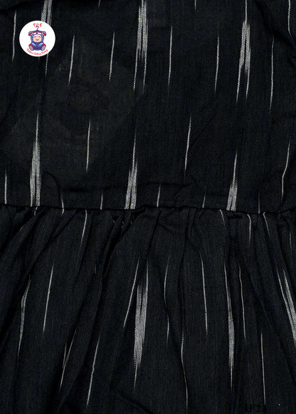 Black - Girls Readymade Collar Ikat Frocks