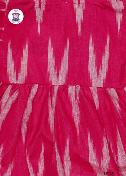 Pink - Girls Readymade Collar Ikat Frocks