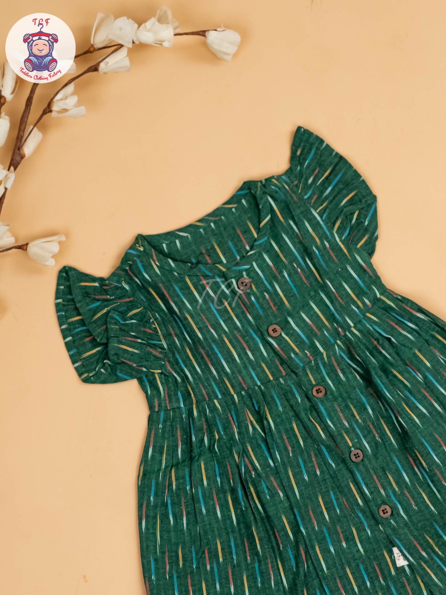 Green - Girls Readymade Ikat Frocks