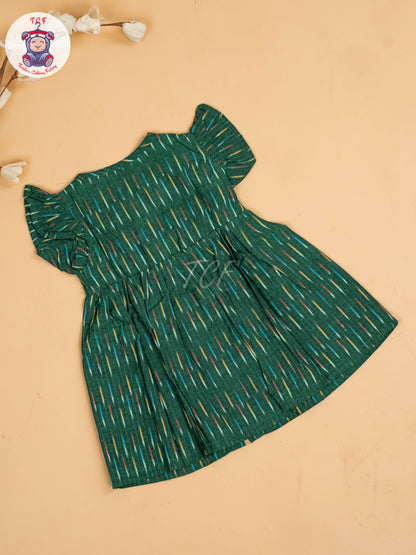 Green - Girls Readymade Ikat Frocks