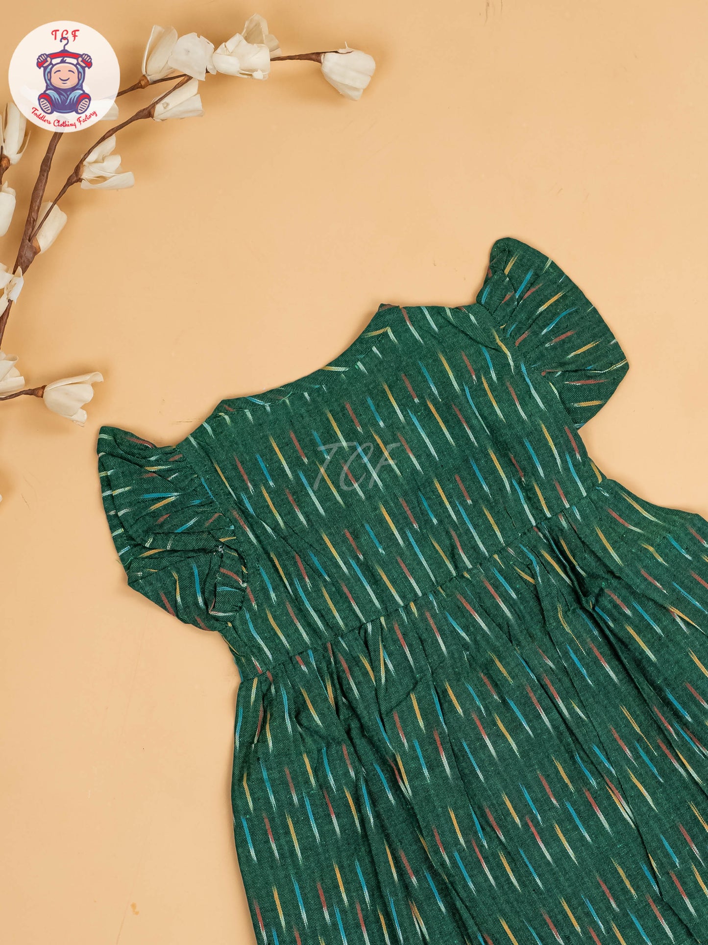 Green - Girls Readymade Ikat Frocks