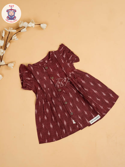 Maroon - Girls Readymade Ikat Frocks