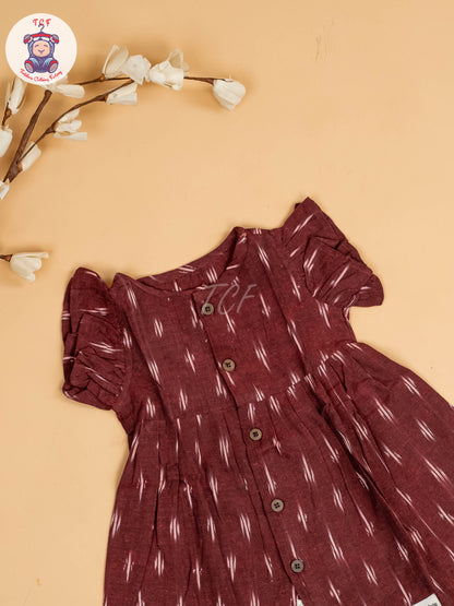 Maroon - Girls Readymade Ikat Frocks