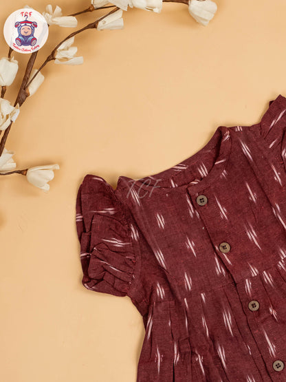 Maroon - Girls Readymade Ikat Frocks