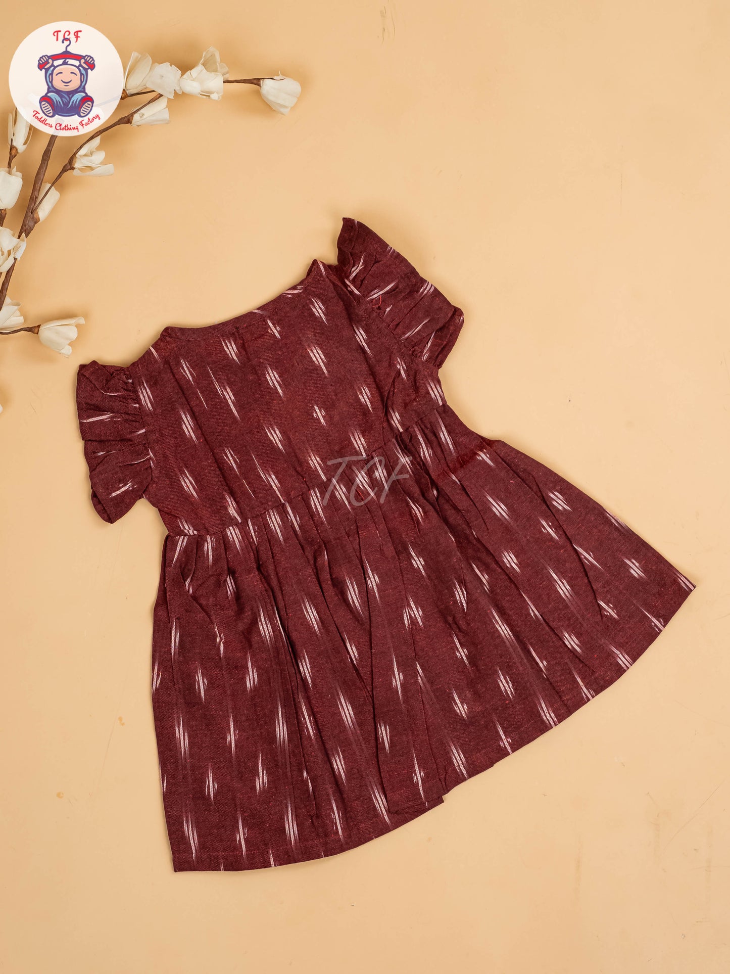 Maroon - Girls Readymade Ikat Frocks