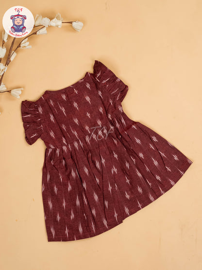 Maroon - Girls Readymade Ikat Frocks
