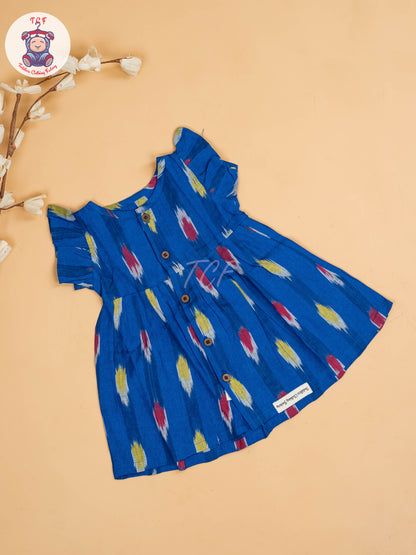 Ink Blue - Girls Readymade Ikat Frocks