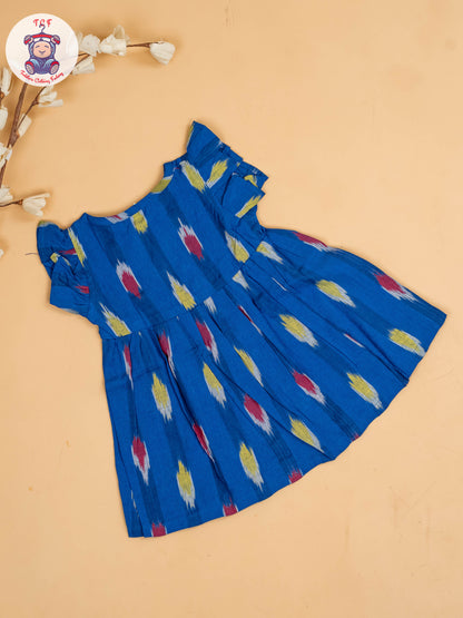 Ink Blue - Girls Readymade Ikat Frocks