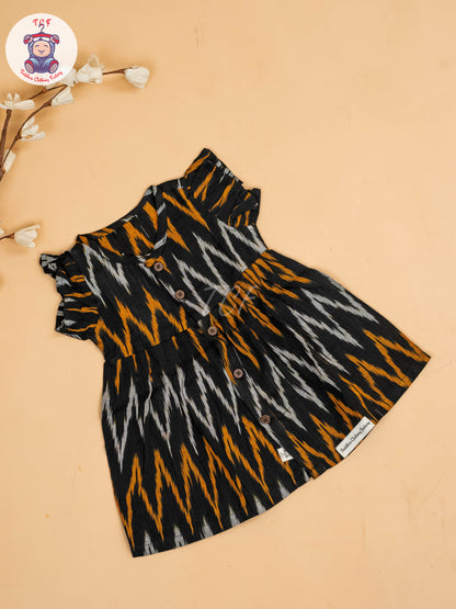 Black - Girls Readymade Ikat Frocks