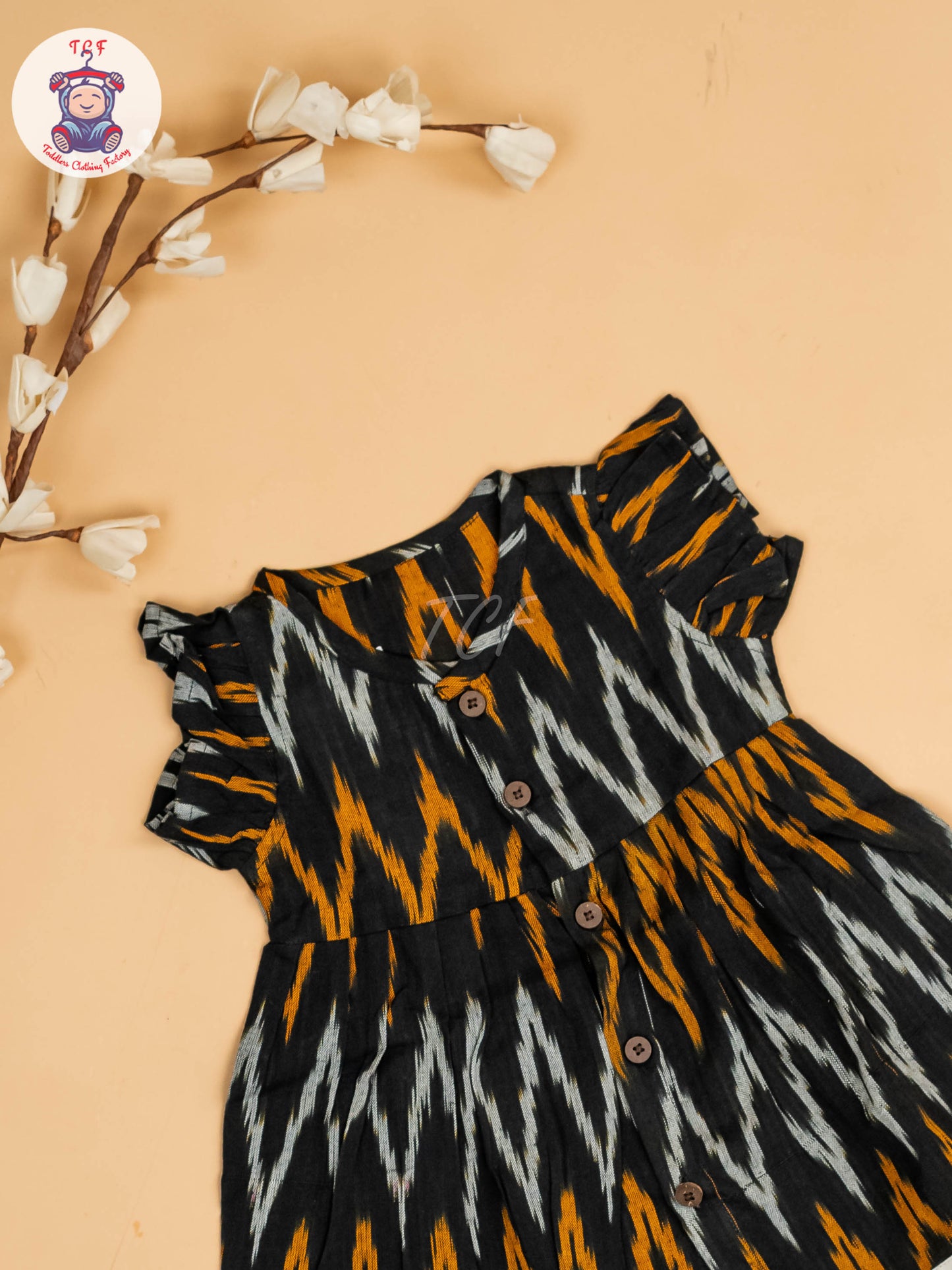 Black - Girls Readymade Ikat Frocks