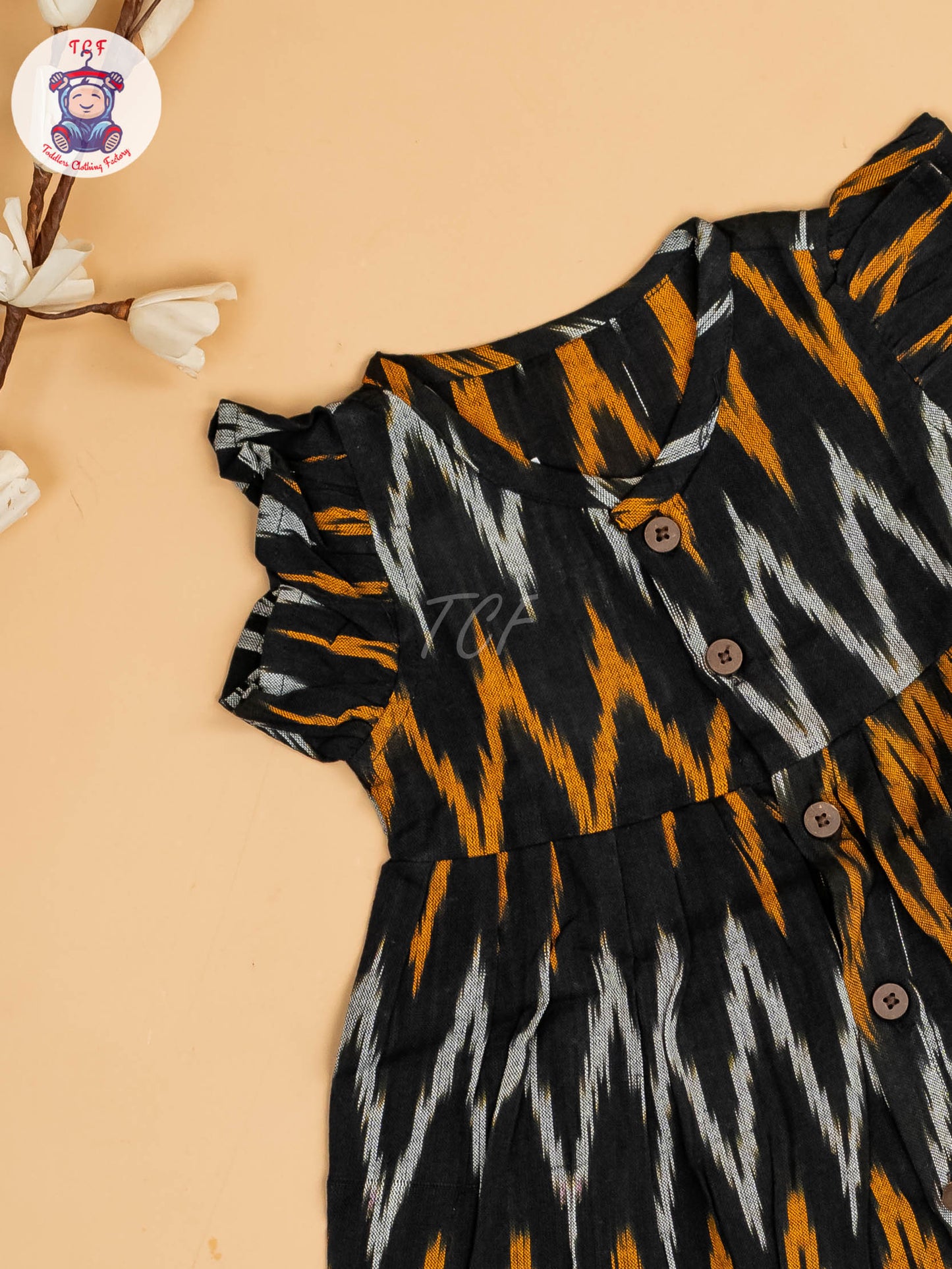 Black - Girls Readymade Ikat Frocks