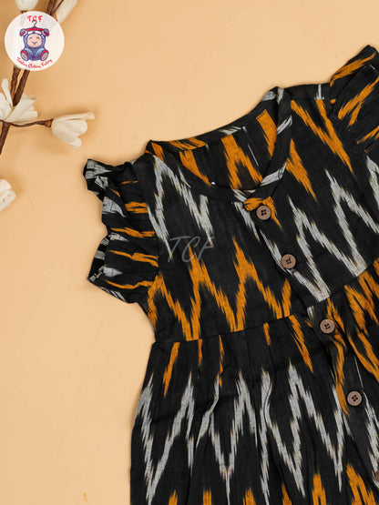 Black - Girls Readymade Ikat Frocks