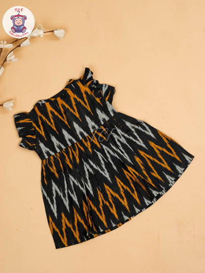 Black - Girls Readymade Ikat Frocks