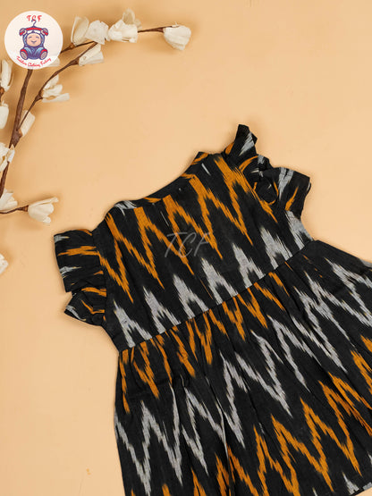 Black - Girls Readymade Ikat Frocks