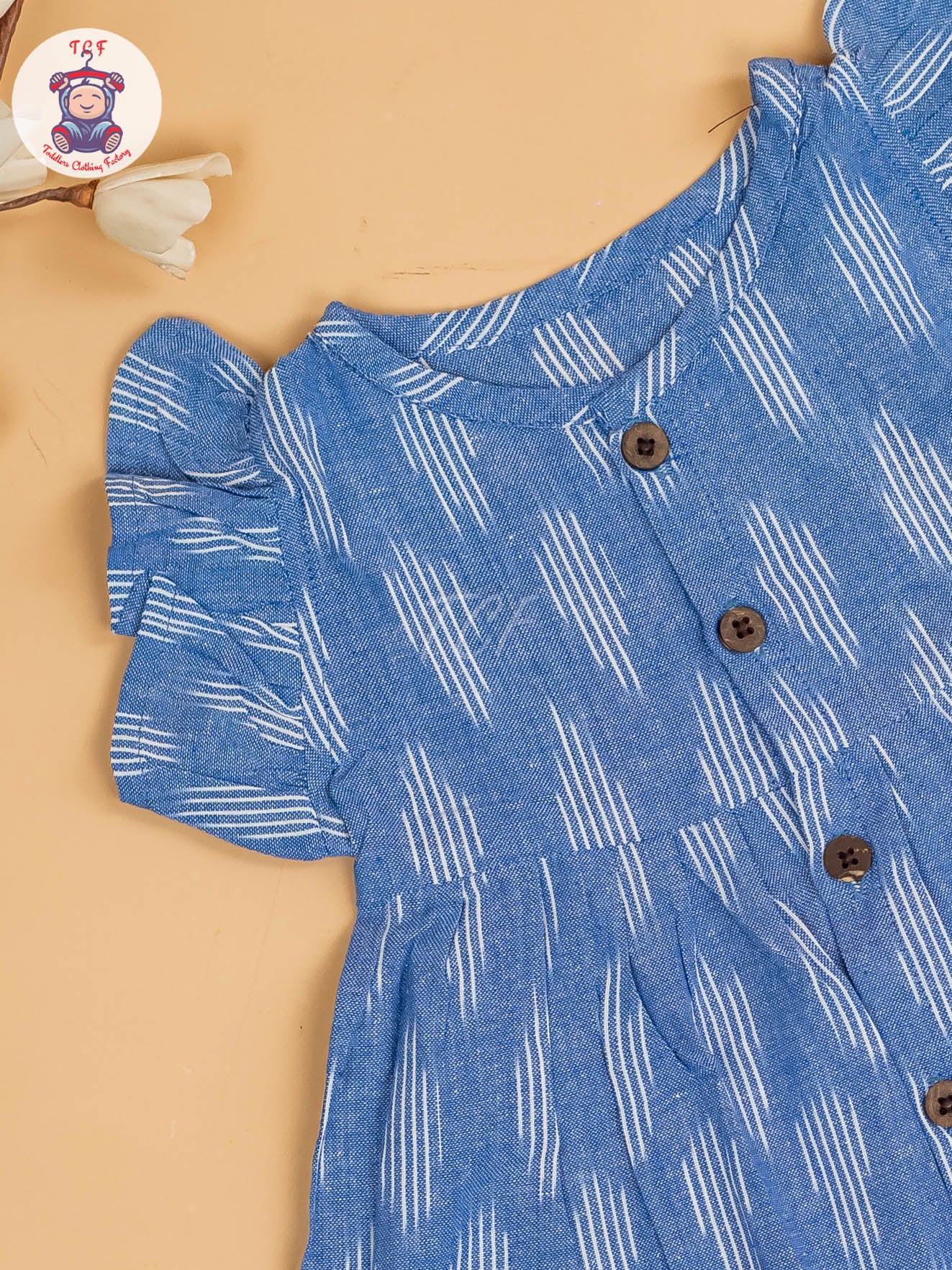 Light Blue - Girls Readymade Ikat Frocks