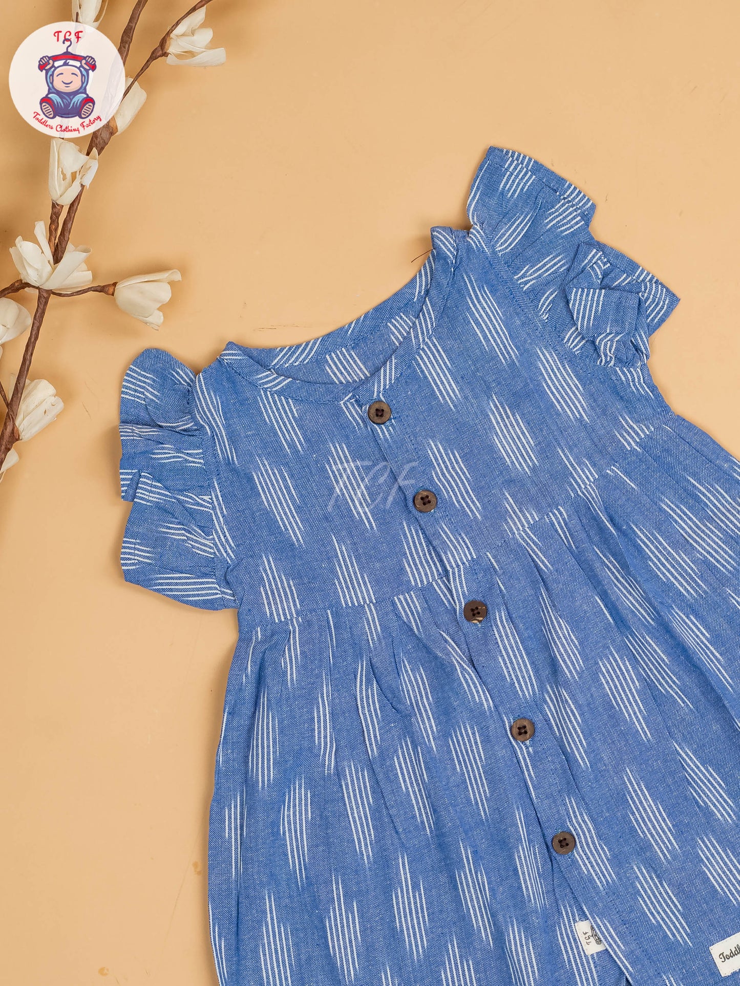 Light Blue - Girls Readymade Ikat Frocks