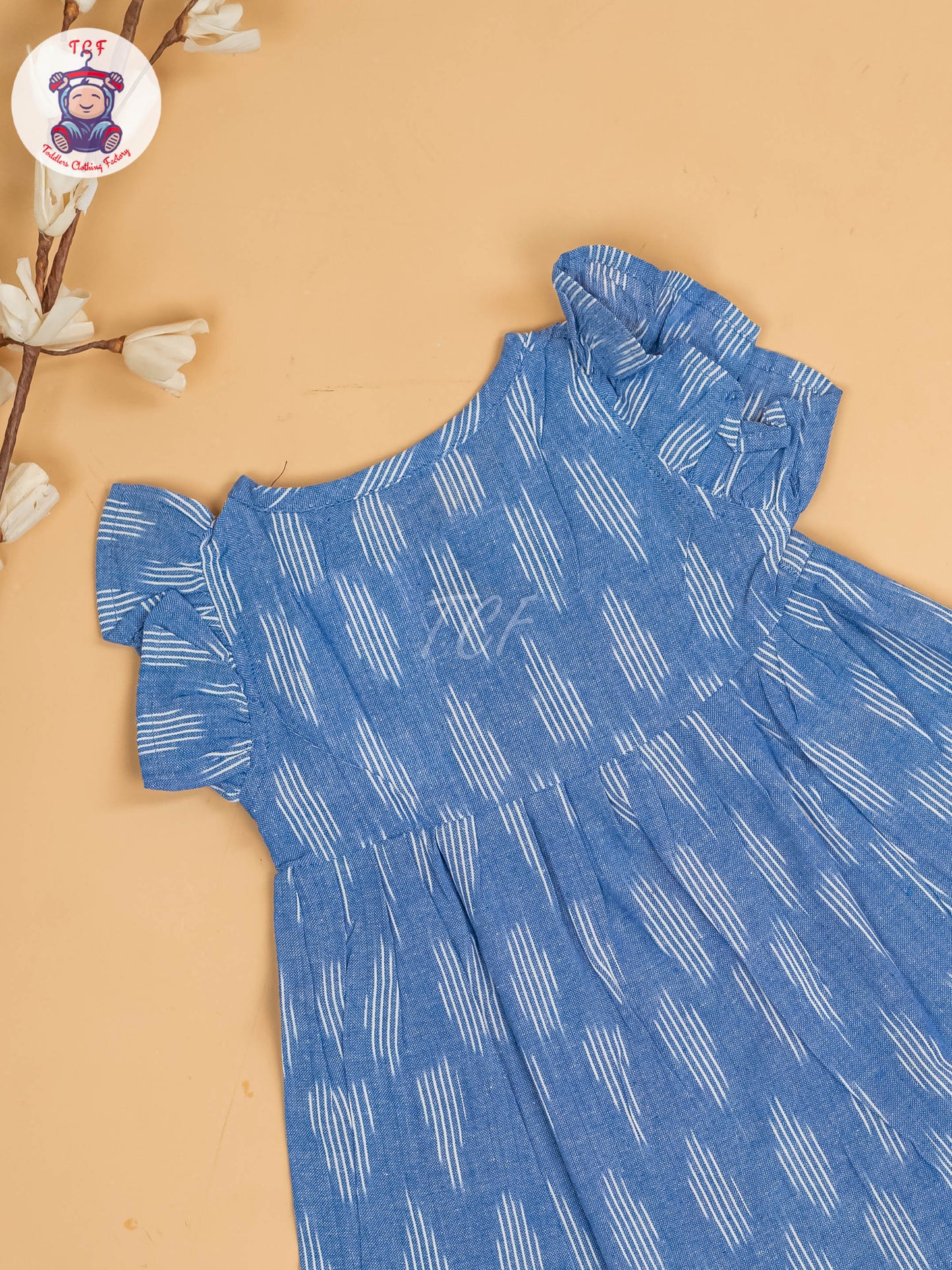 Light Blue - Girls Readymade Ikat Frocks