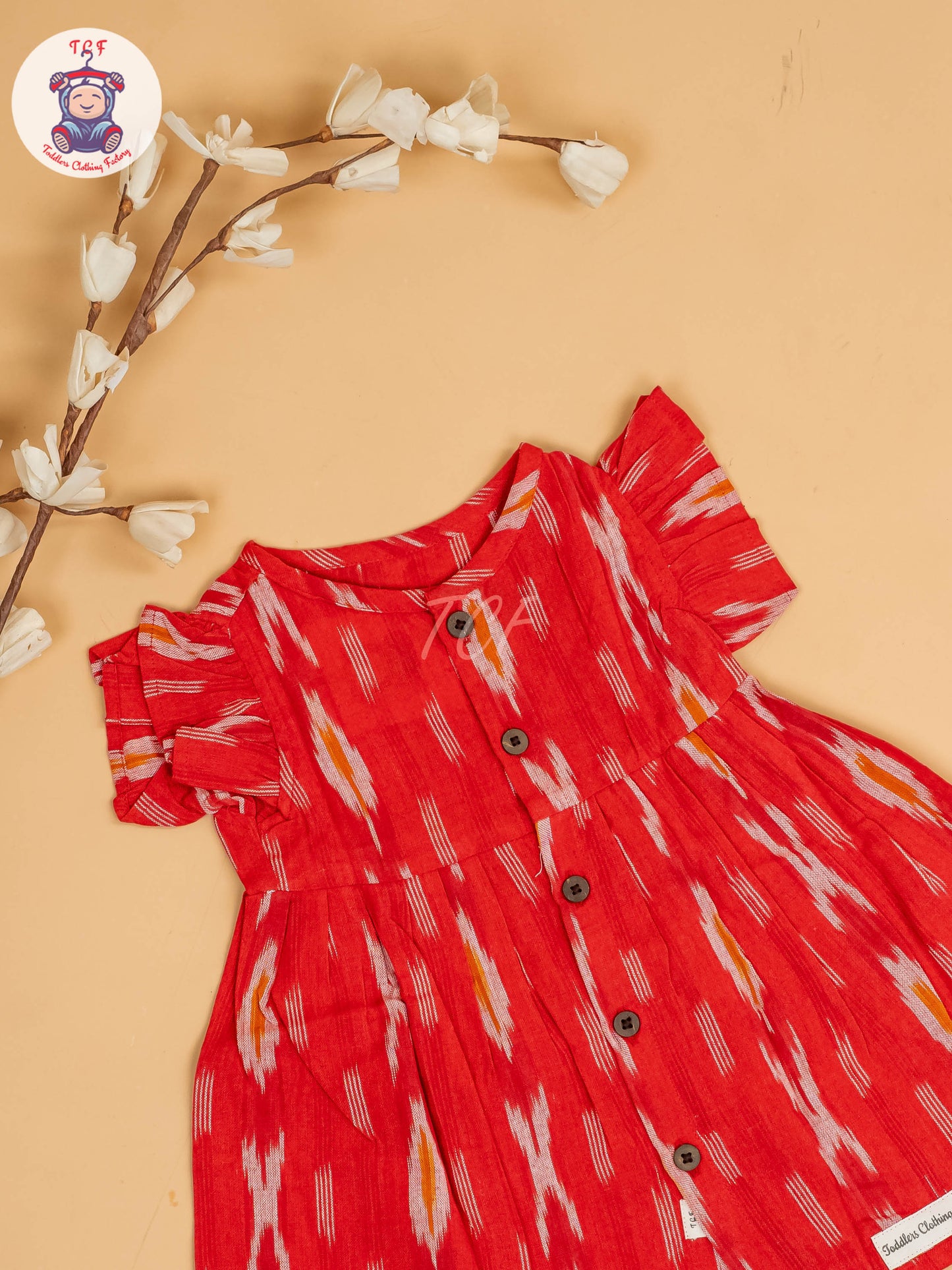 Red - Girls Readymade Ikat Frocks