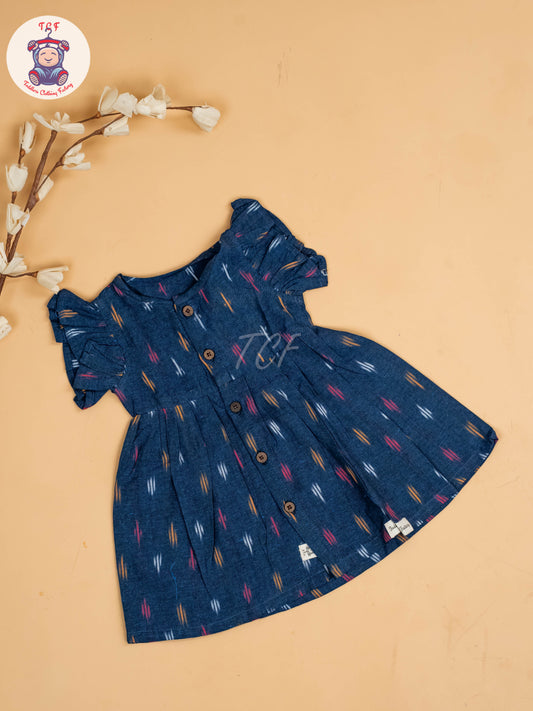 Blue - Girls Readymade Ikat Frocks