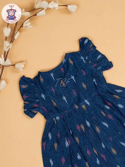 Blue - Girls Readymade Ikat Frocks