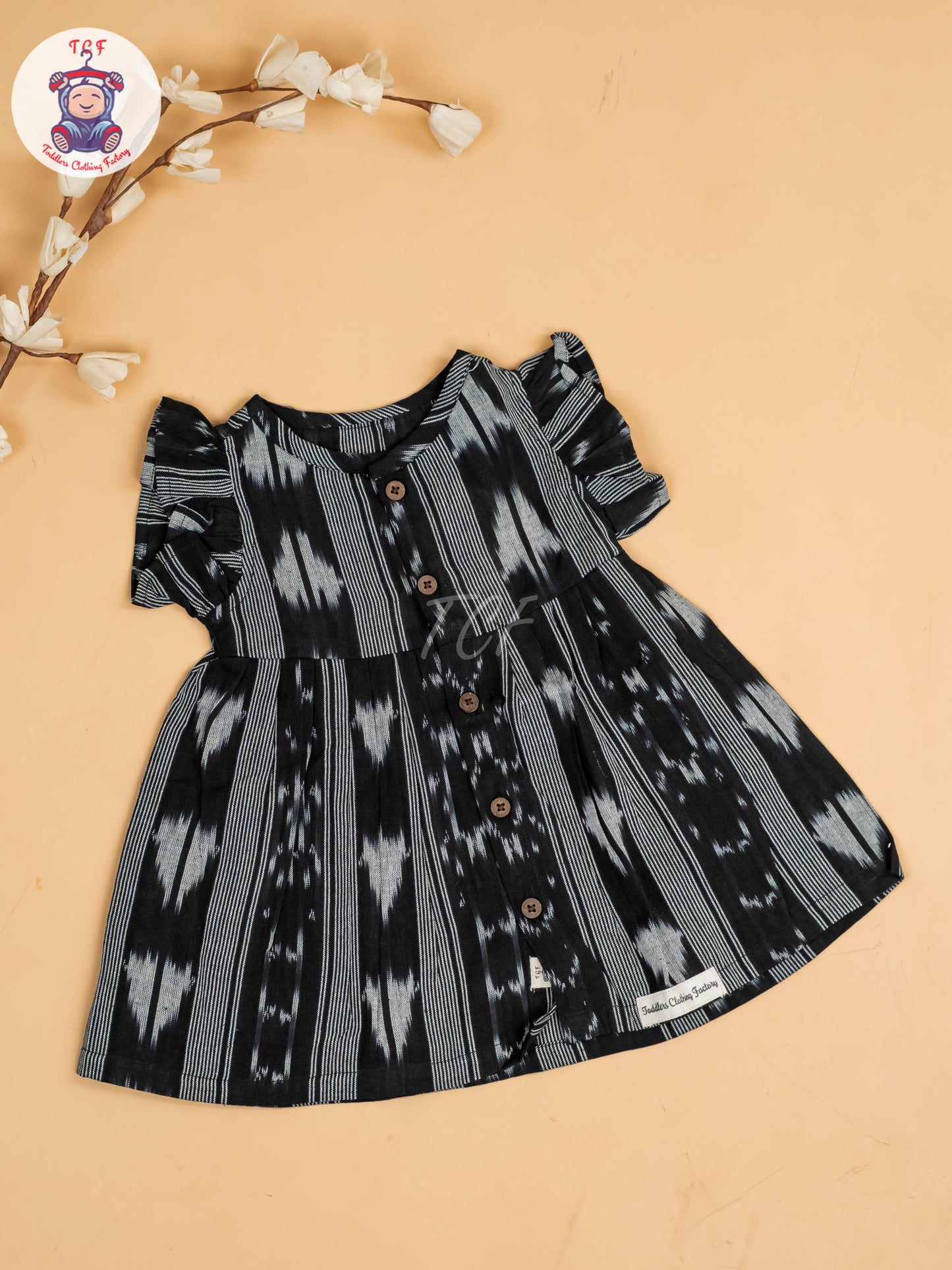 Black - Girls Readymade Ikat Frocks