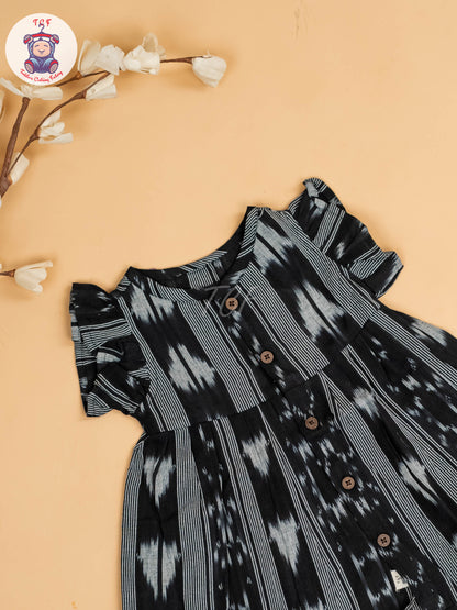 Black - Girls Readymade Ikat Frocks