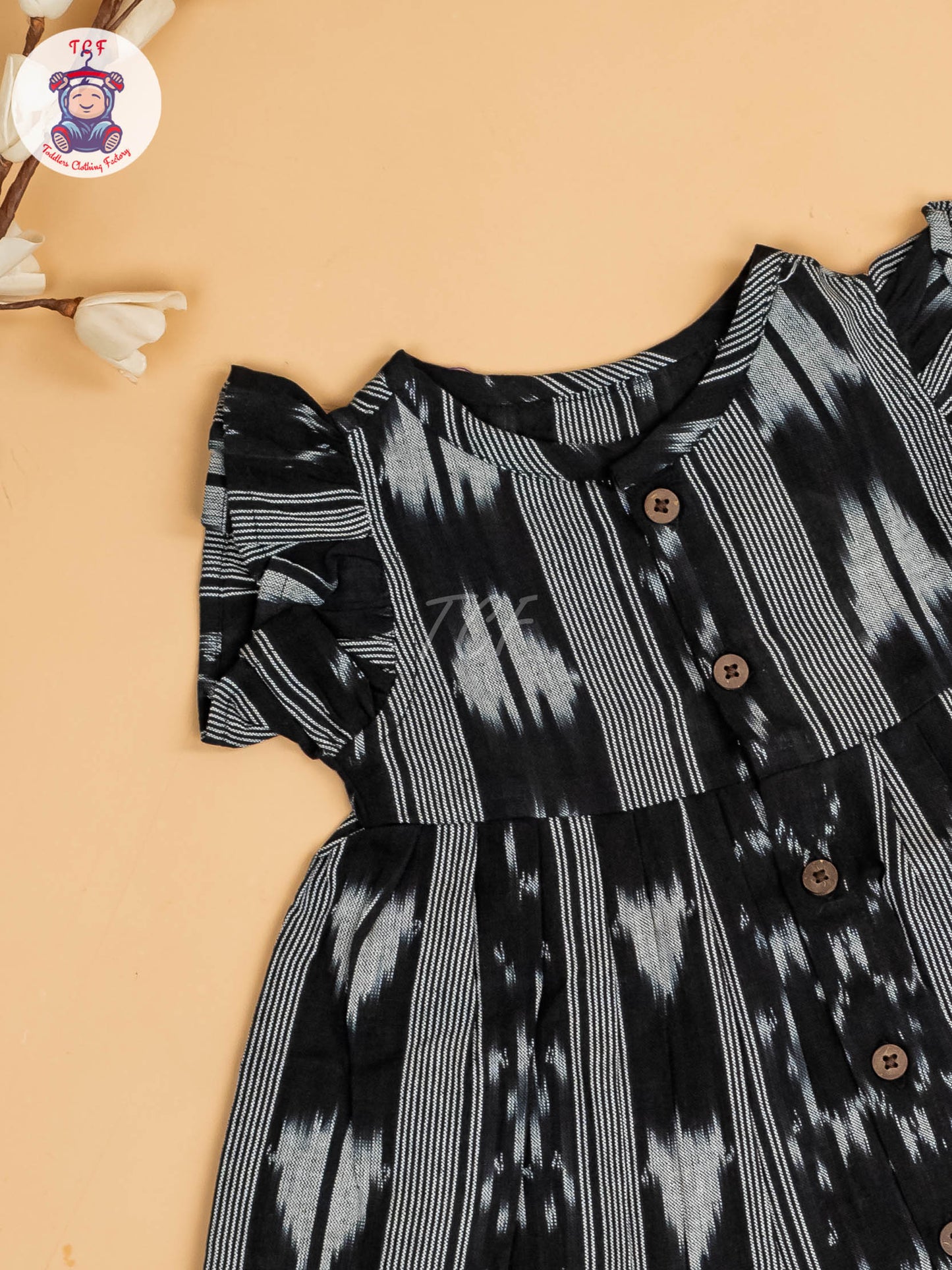 Black - Girls Readymade Ikat Frocks