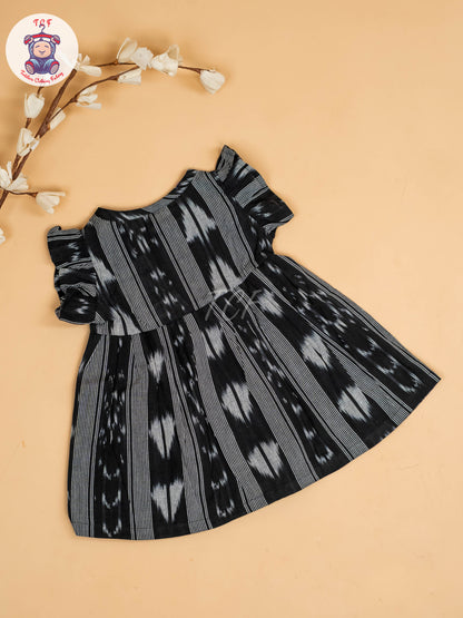 Black - Girls Readymade Ikat Frocks