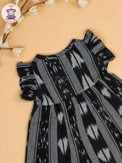 Black - Girls Readymade Ikat Frocks